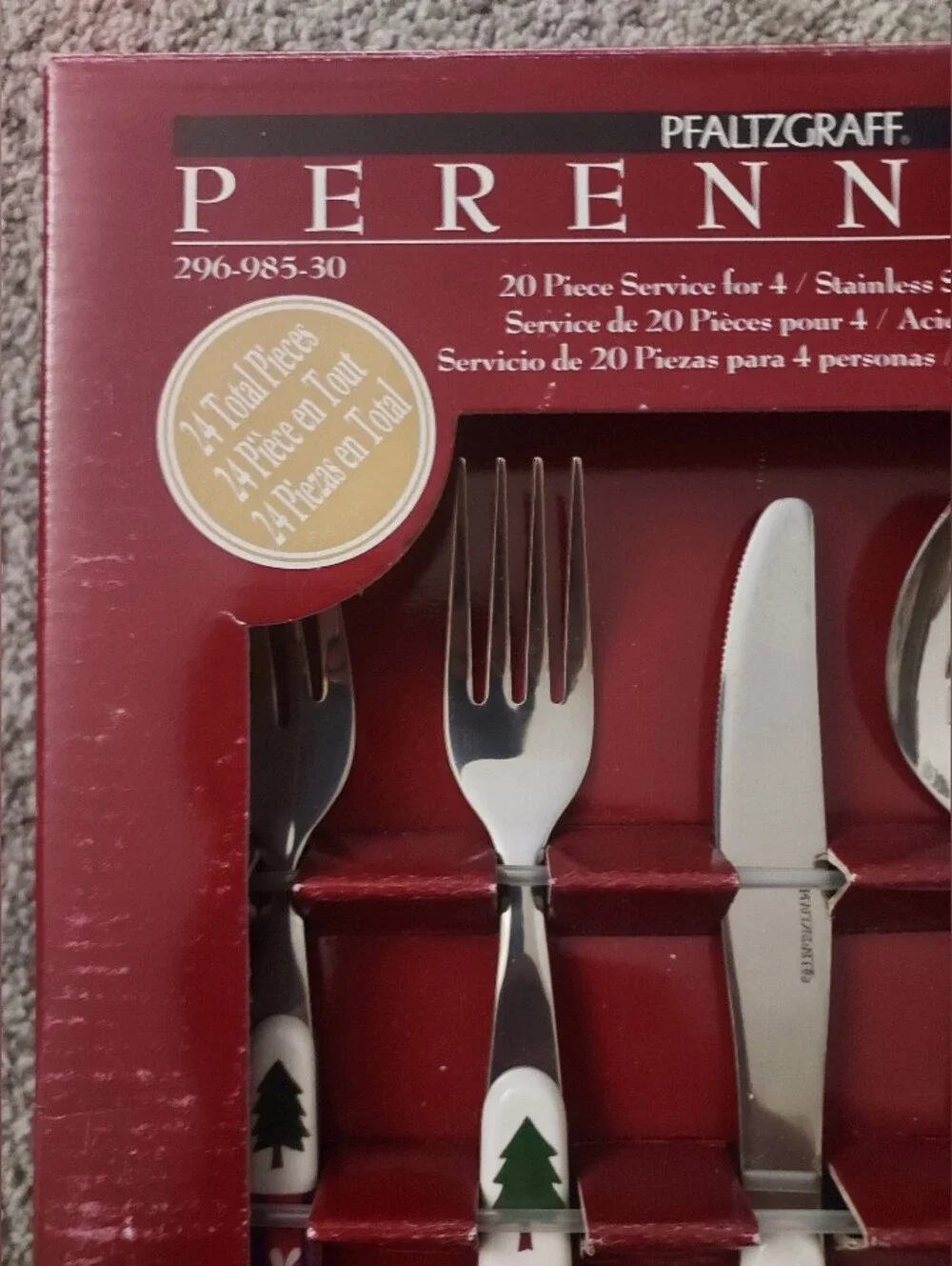 Pfaltzgraff Snow Bear 20 Pc Flatware Set Service For 4 w/4 Extra Teaspoons NOS